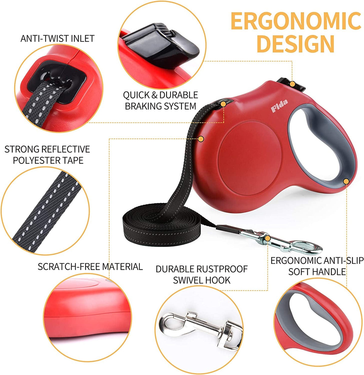 16 ft Retractable Dog Leash with Poop Bag Dispenser