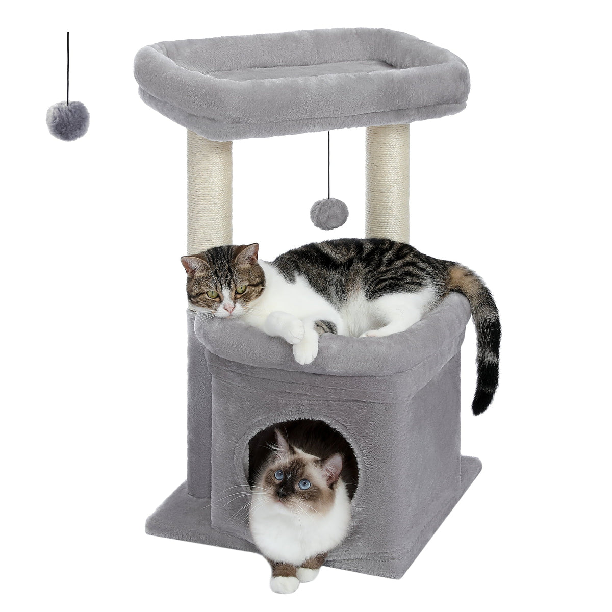 27 in Multi-Level Cat Tree Condo with Perches, Gray