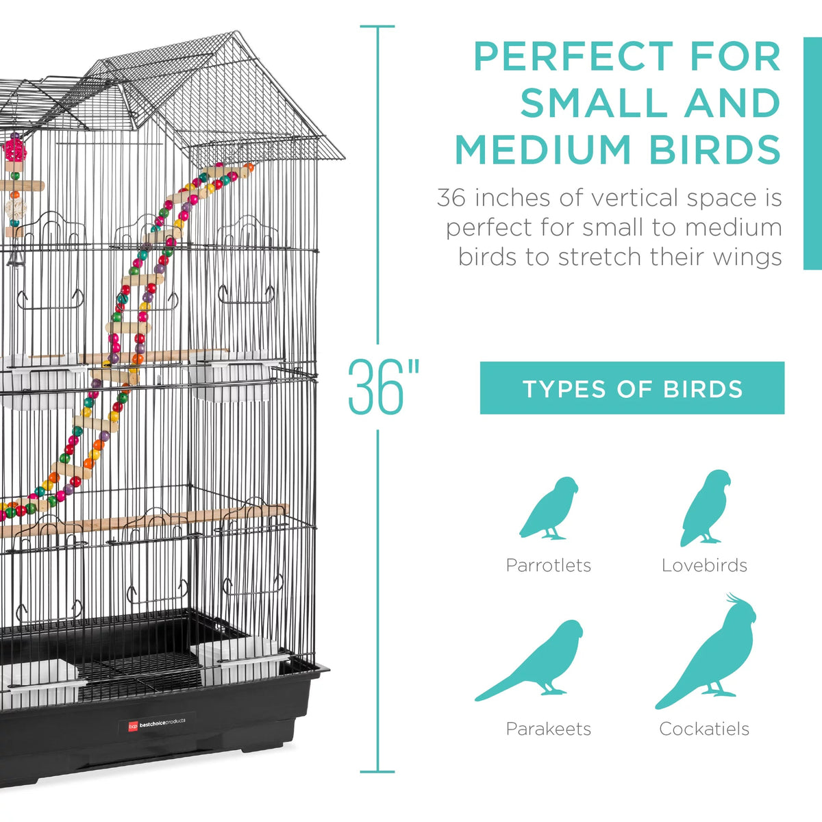 36 in Iron Bird Cage for Parrots