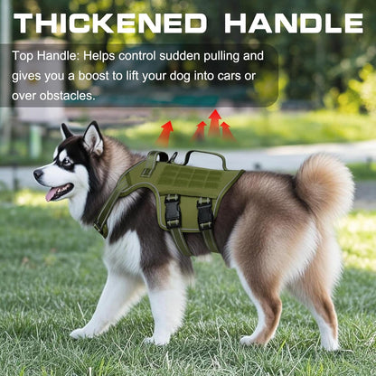 Heavy-Duty MOLLE Tactical Dog Harness, Medium to XL