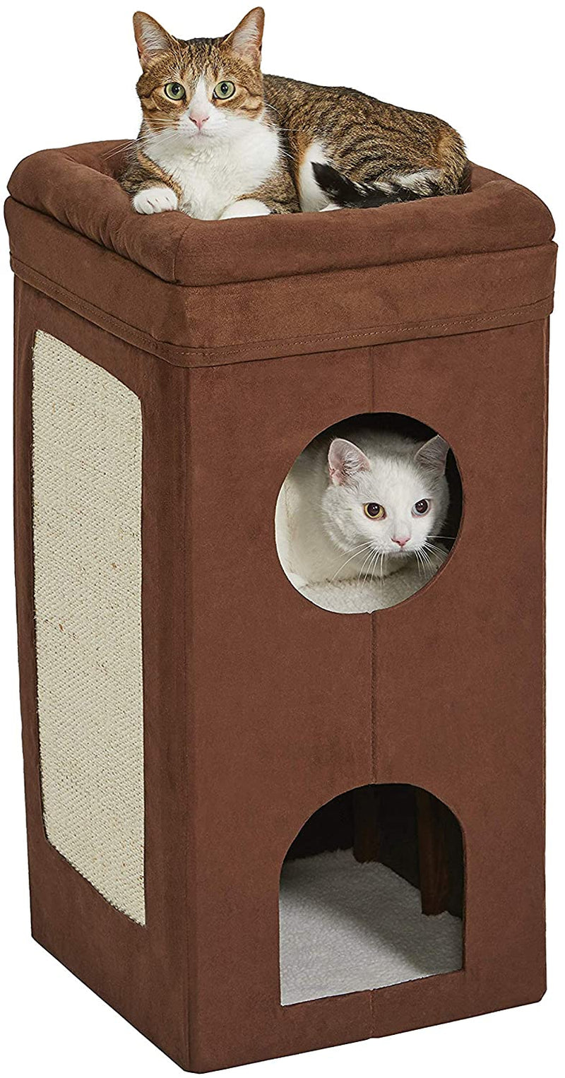 Three-Tier Faux Suede Cat Condo, 30 in