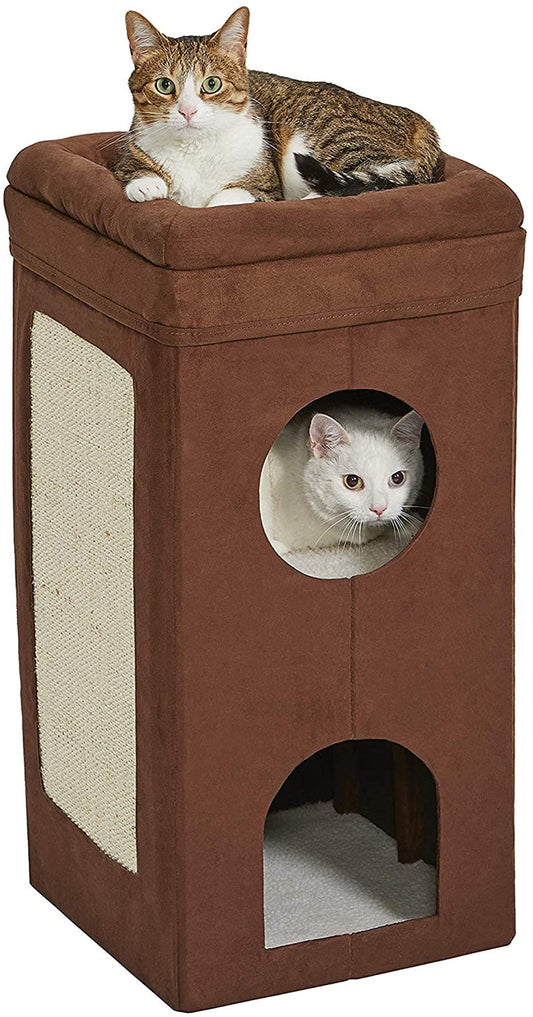 Three-Tier Faux Suede Cat Condo, 30 in