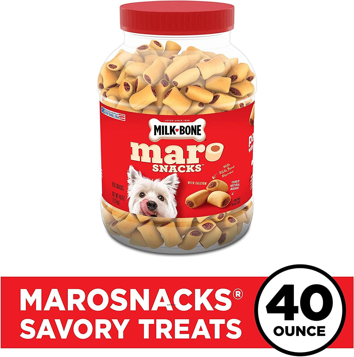 Milk-Bone MaroSnacks Dog Treats with Real Bone Marrow, Beef, 40 oz