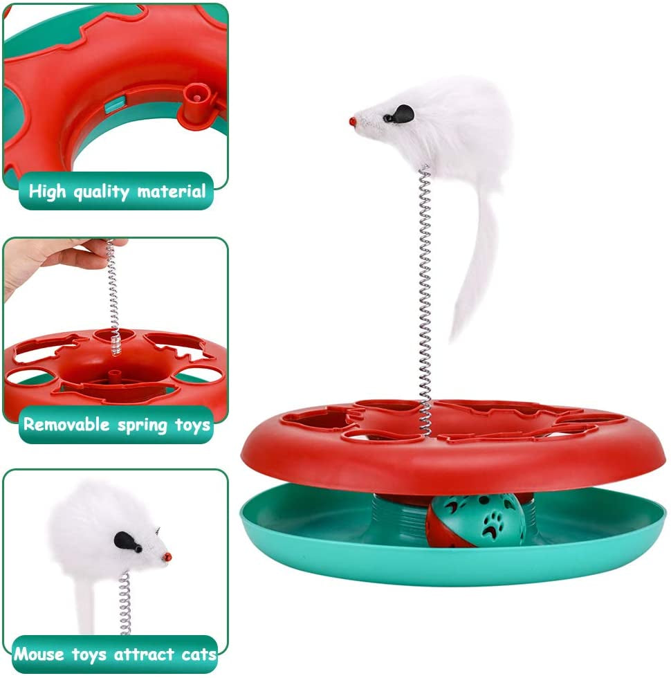 Interactive Cat Toy Set, Track Tower with Mouse and Balls