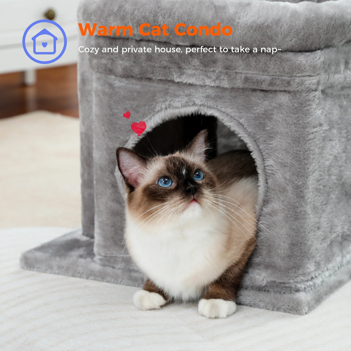 27 in Multi-Level Cat Tree Condo with Perches, Gray