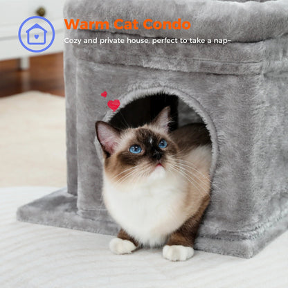 27 in Multi-Level Cat Tree Condo with Perches, Gray