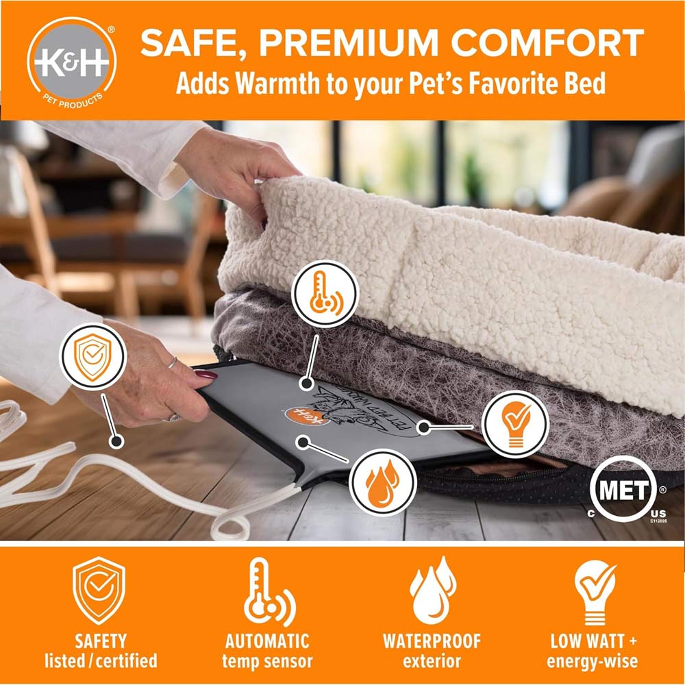 K&H Pet Bed Warmer – Indoor Heated Pad for Cats & Dogs, Thermostatically Controlled, Energy-Efficient