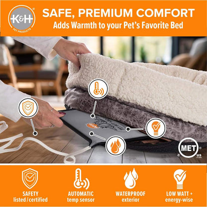 K&H Pet Bed Warmer – Indoor Heated Pad for Cats & Dogs, Thermostatically Controlled, Energy-Efficient