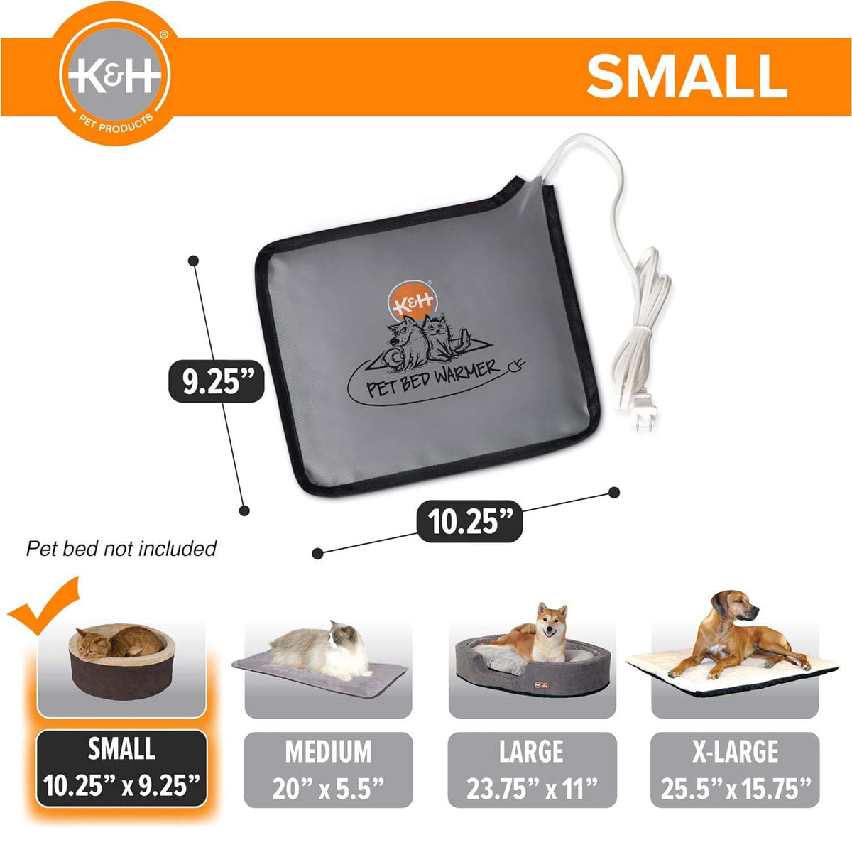 K&H Pet Bed Warmer – Indoor Heated Pad for Cats & Dogs, Thermostatically Controlled, Energy-Efficient