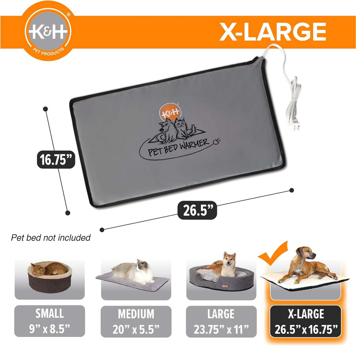 K&H Pet Bed Warmer – Indoor Heated Pad for Cats & Dogs, Thermostatically Controlled, Energy-Efficient