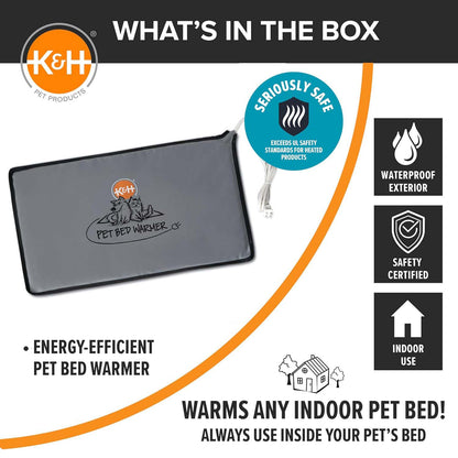 K&H Pet Bed Warmer – Indoor Heated Pad for Cats & Dogs, Thermostatically Controlled, Energy-Efficient