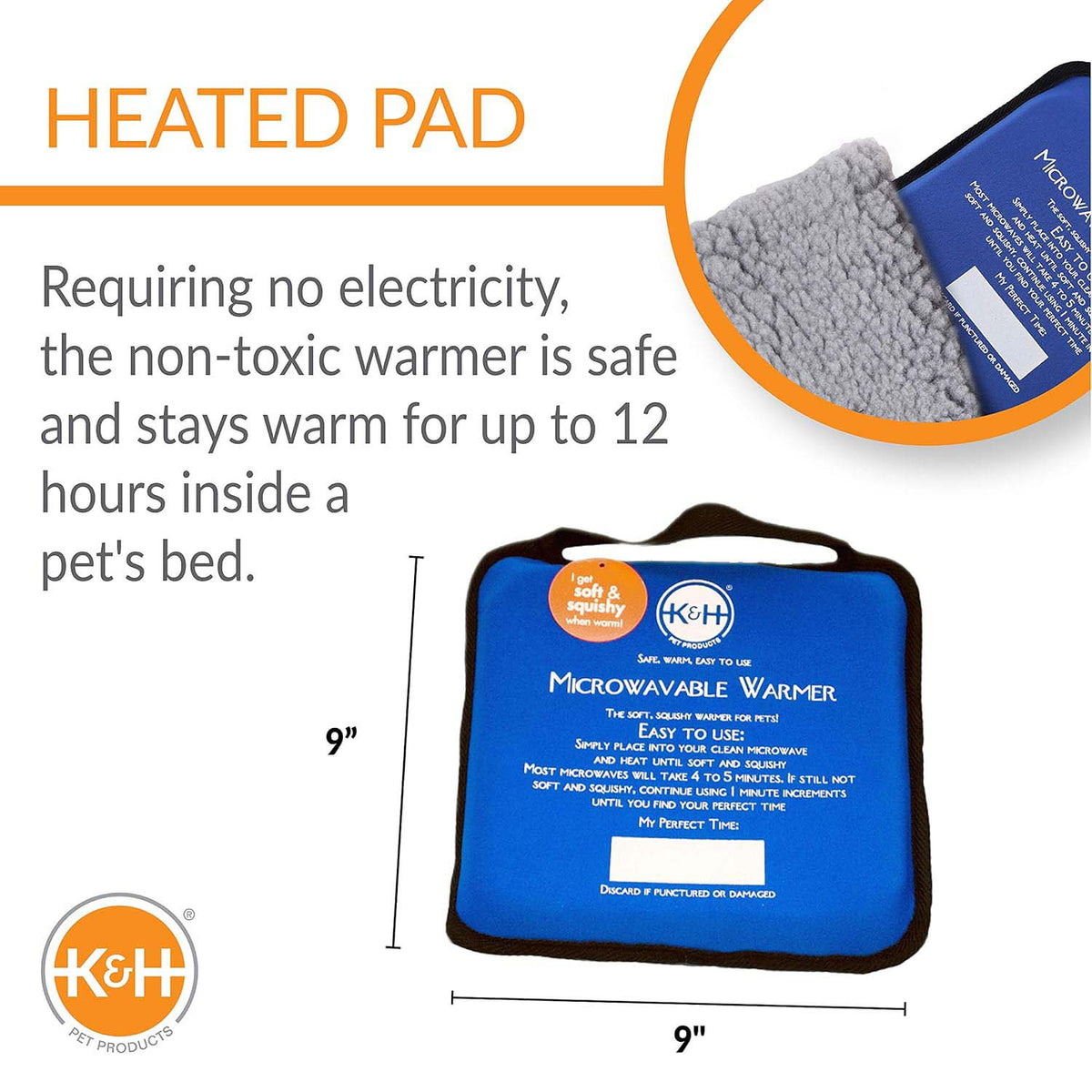 K&H Microwavable Pet Bed Warmer 9x9 – Cord-Free Warmth for Dogs & Cats