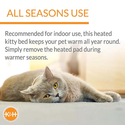 K&H Thermo-Kitty Cuddle Up Cat Bed – Indoor Heated Cat Bed with Low-Wall Design, Soft Foam Base & Removable Washable Cover