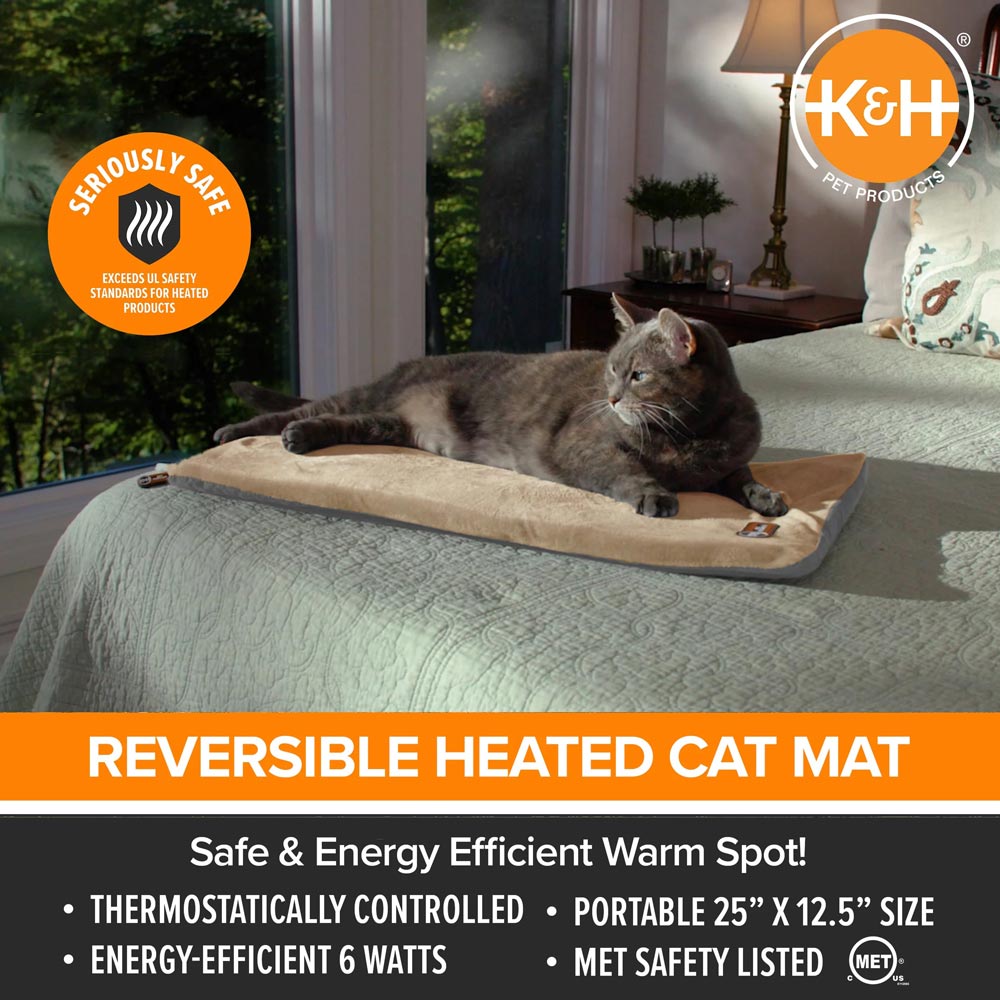 K&H heated cat bed 12.5 x 25 inch mat