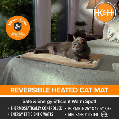 K&H heated cat bed 12.5 x 25 inch mat