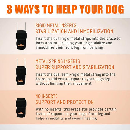 NeoAlly 3-in-1 Front Leg Dog Splint Brace, Pair