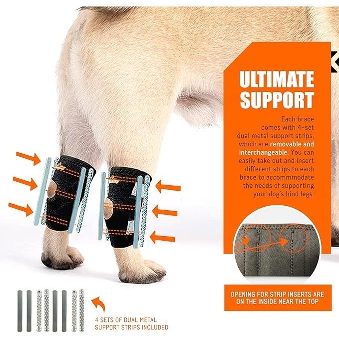 NeoAlly 3-in-1 Rear Leg Hock Brace for Small Dogs, Pair