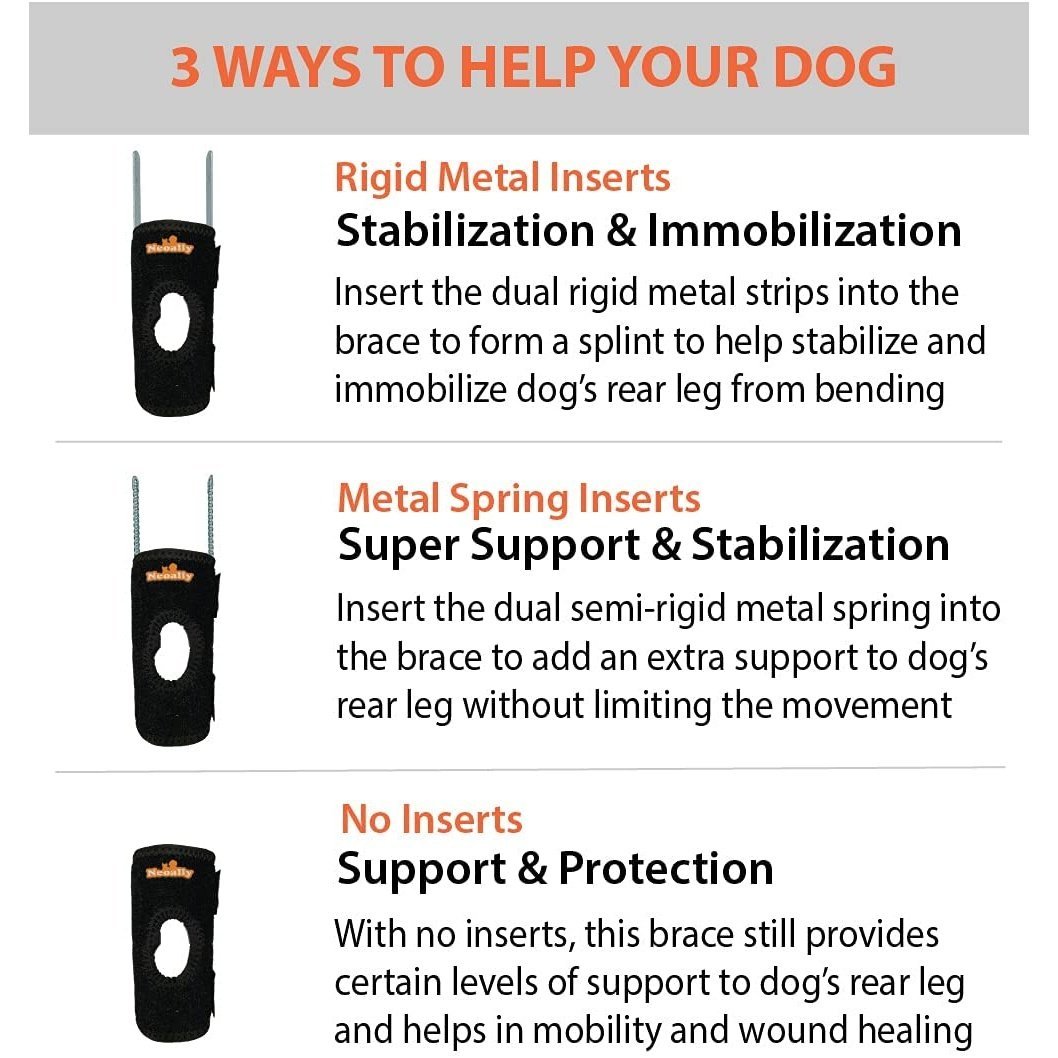 NeoAlly 3-in-1 Rear Leg Hock Brace for Small Dogs, Pair