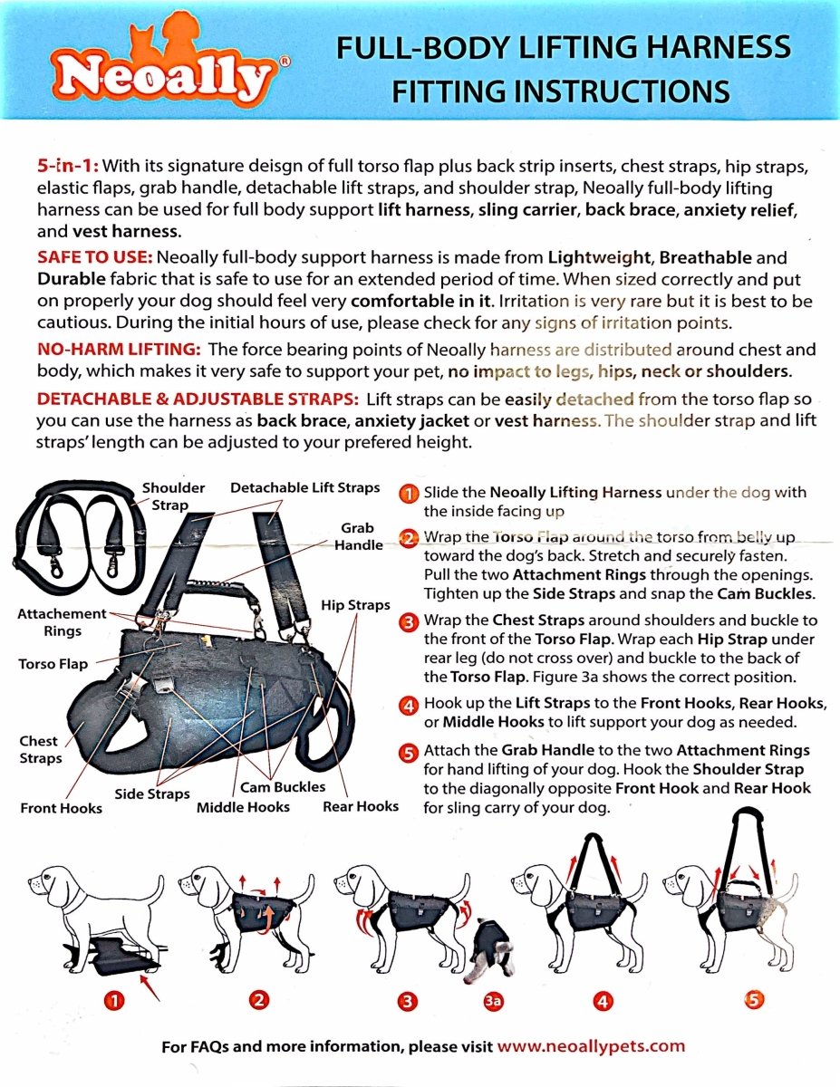 NeoAlly 5-in-1 Dog Lift Harness, Full Body Support
