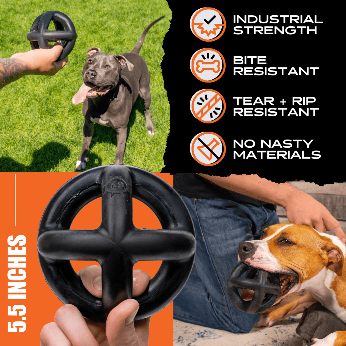 Natural Rubber Ring Ball Dog Toy for Strong Chewers
