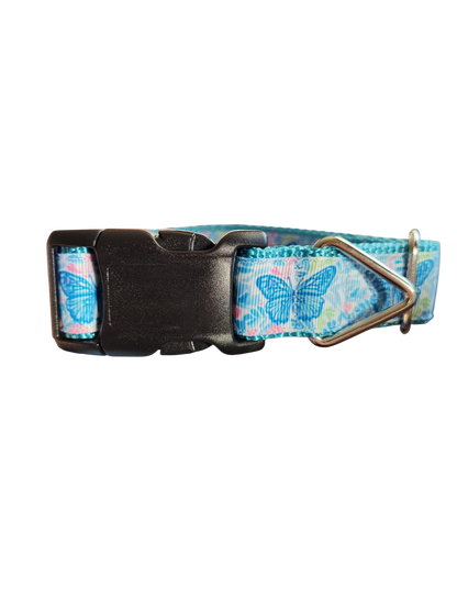 Blue Butterflies Nylon Dog Collar