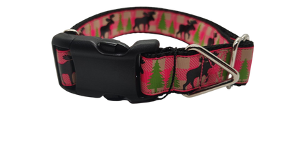 Pink Moose Nylon Dog Collar