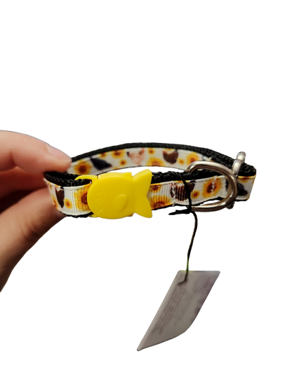 1/2" Chickens And Sunflowers Nylon Dog / Cat Collar