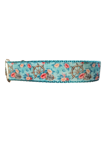 Ship Wheels & Compass Nylon Dog Collar