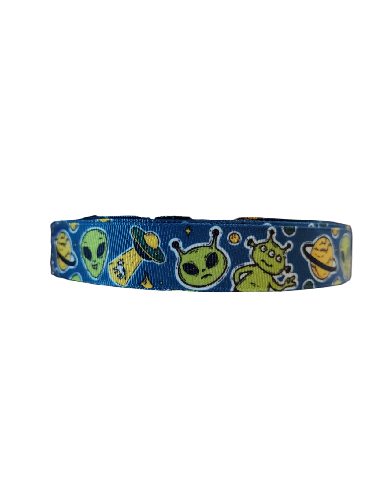 Green Aliens Nylon Dog Collar