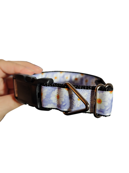 White Flowers Nylon Dog Collar