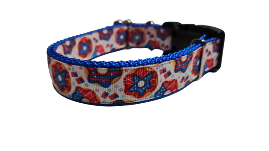 Patriotic Donuts Nylon Dog Collar