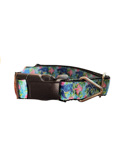 Sea Turtles and Flowers Nylon Dog Collar