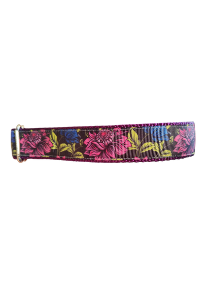 Pink & Blue Flowers Nylon Dog Collar