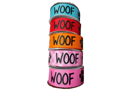 1.5" Wide Woof Nylon Dog Collar
