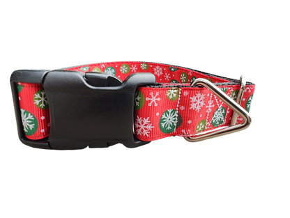 Snowflake Polka Dots Nylon Dog Collar