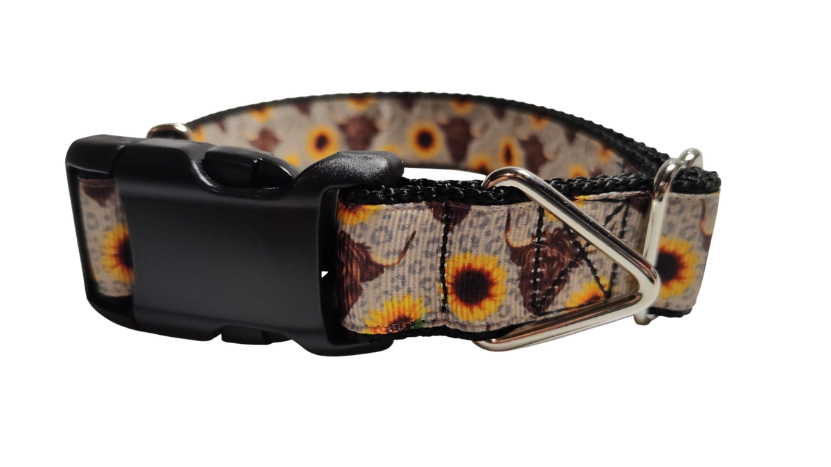 Cows and Sunflowers Western Nylon Dog Collar