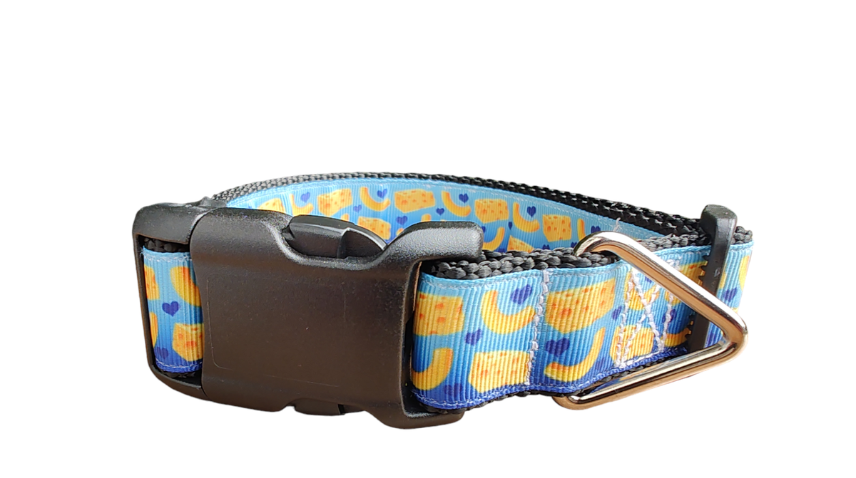 Mac And Cheese Black Nylon Dog Collar MD, LG, XL, Leash