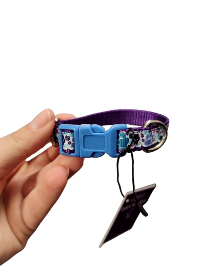1/2" Purple Pawprints Nylon Dog / Cat Collar