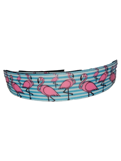 Flamingo Stripes Nylon Dog Collar