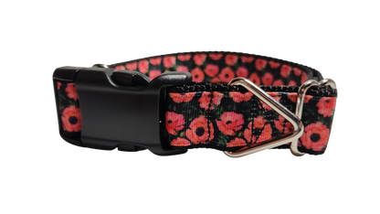 Red Poppy Flowers Nylon Dog Collar