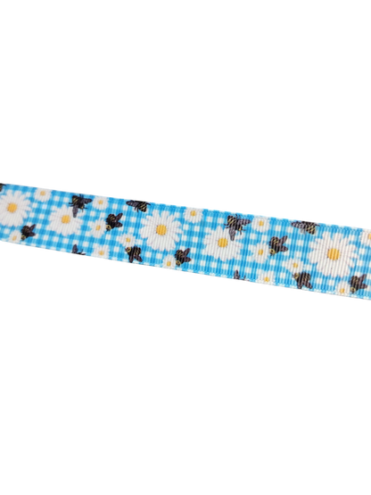 Daisy Bee Gingham Nylon Dog Collar