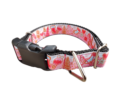 Pink Christmas Cookies Nylon Dog Collar