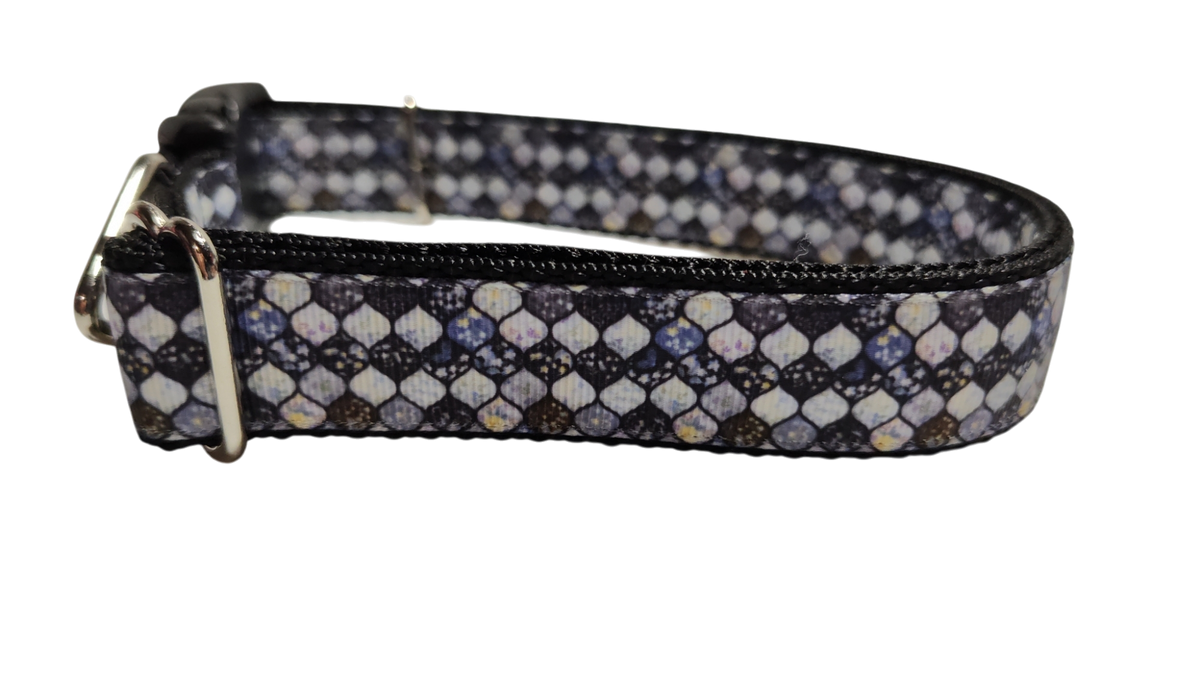 Grey Mosaic Nylon Dog Collar