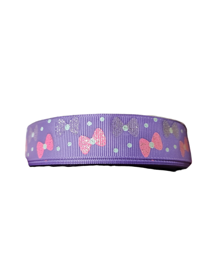 Pink and Purple Bows Nylon Dog Collar