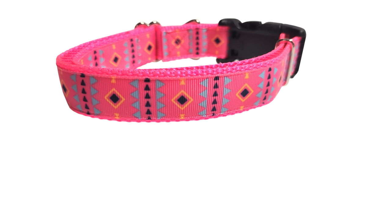 Pink Tribal 2 Nylon Dog Collar