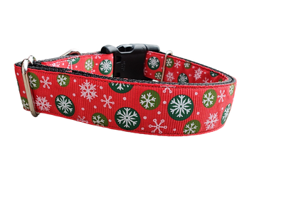 Snowflake Polka Dots Nylon Dog Collar