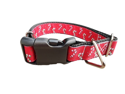Christmas Candy Canes Nylon Dog Collar