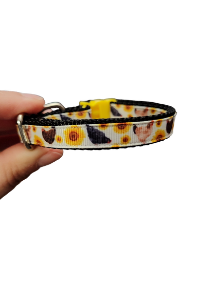 1/2" Chickens And Sunflowers Nylon Dog / Cat Collar