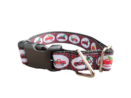 Christmas Red Truck Nylon Dog Collar