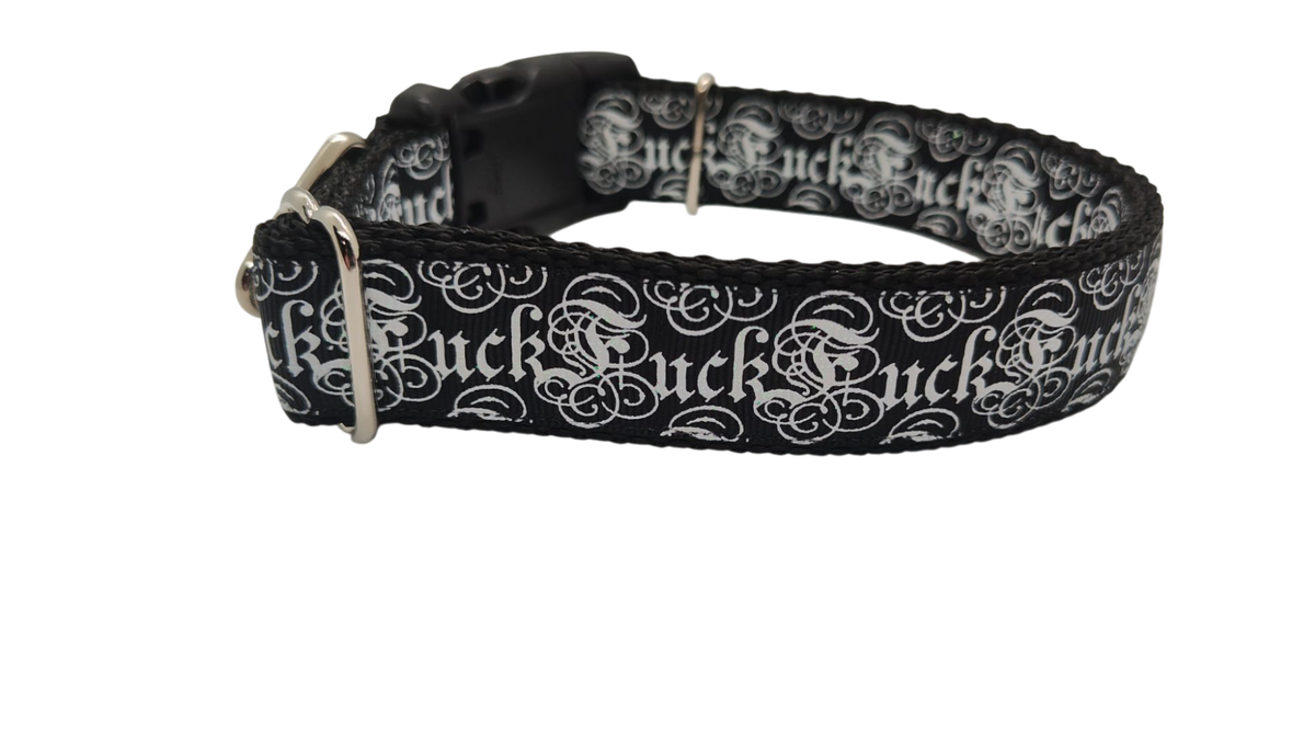 Fuck Black Nylon Dog Collar
